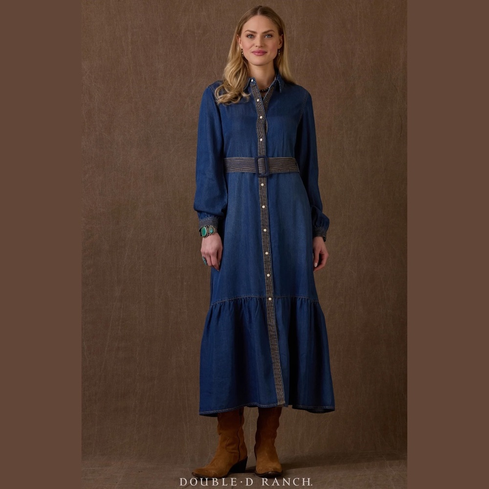 Remuda Long Denim Dress by Double D Ranch